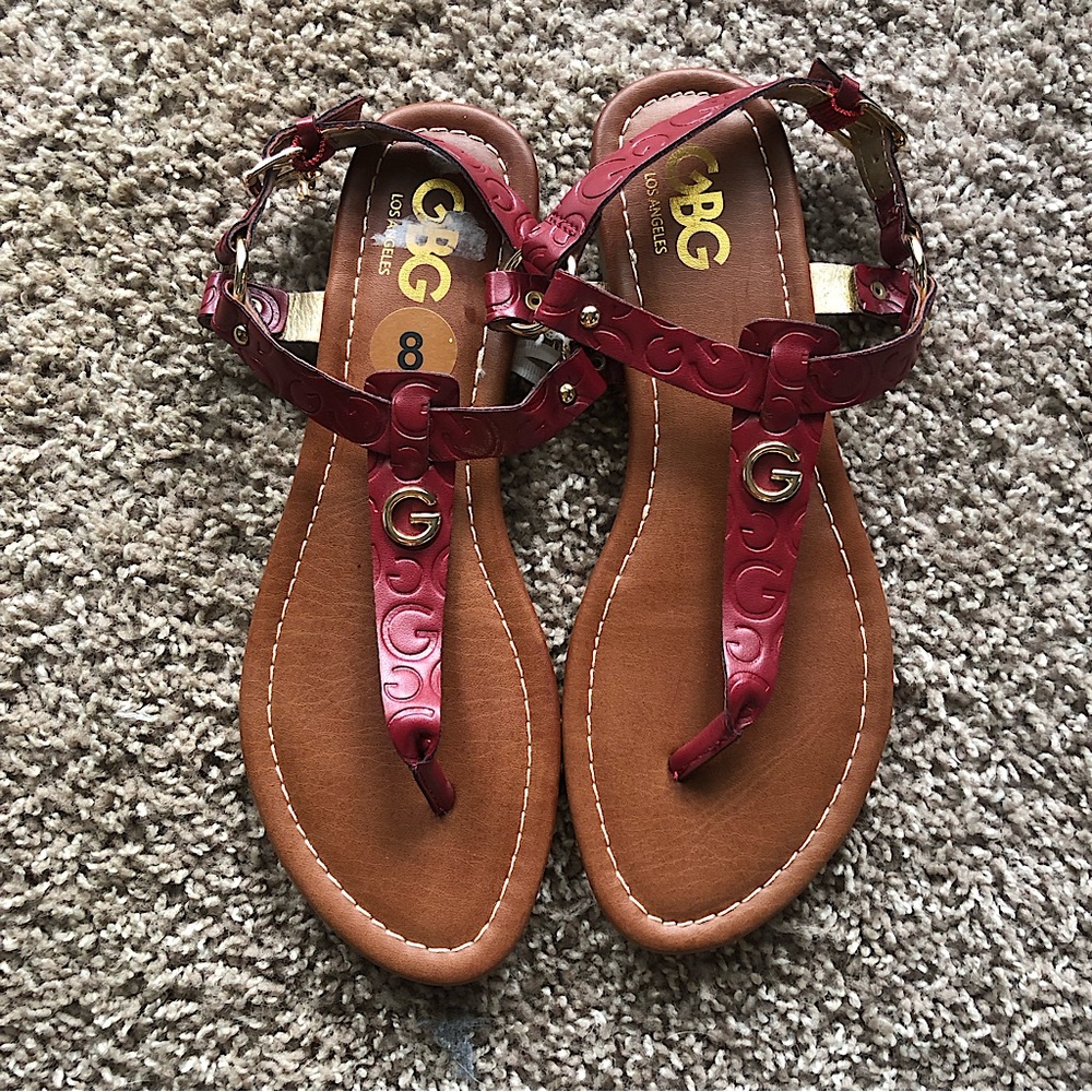 Guess Red and Brown Sandals